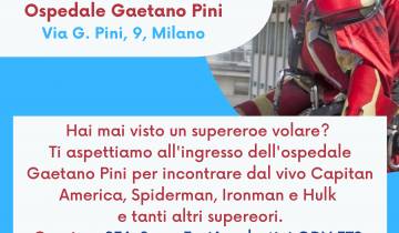 Supereroi speciali per salutare dalle finestre i piccoli ricoverati all'Ospedale Gaetano Pini-CTO | Milano, 13 Maggio 2023